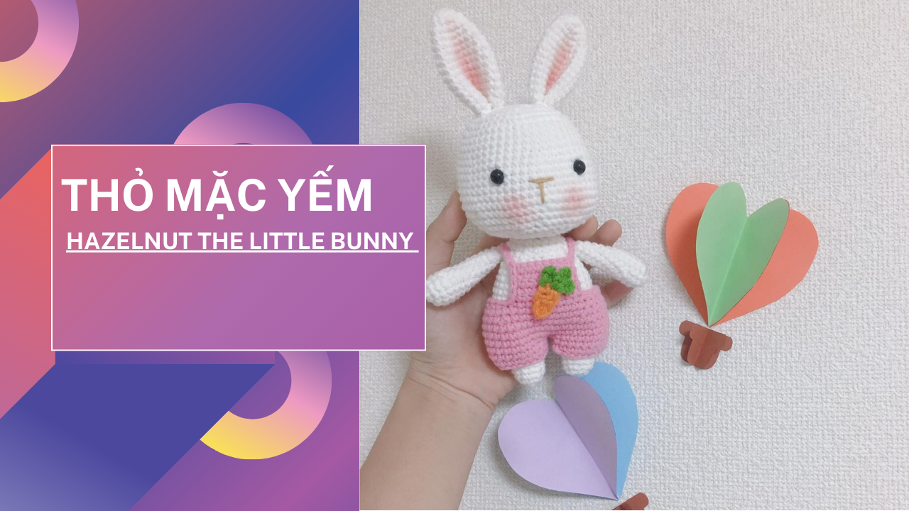 Chart móc thỏ quần yếm - Thỏ mặc yếm bằng len